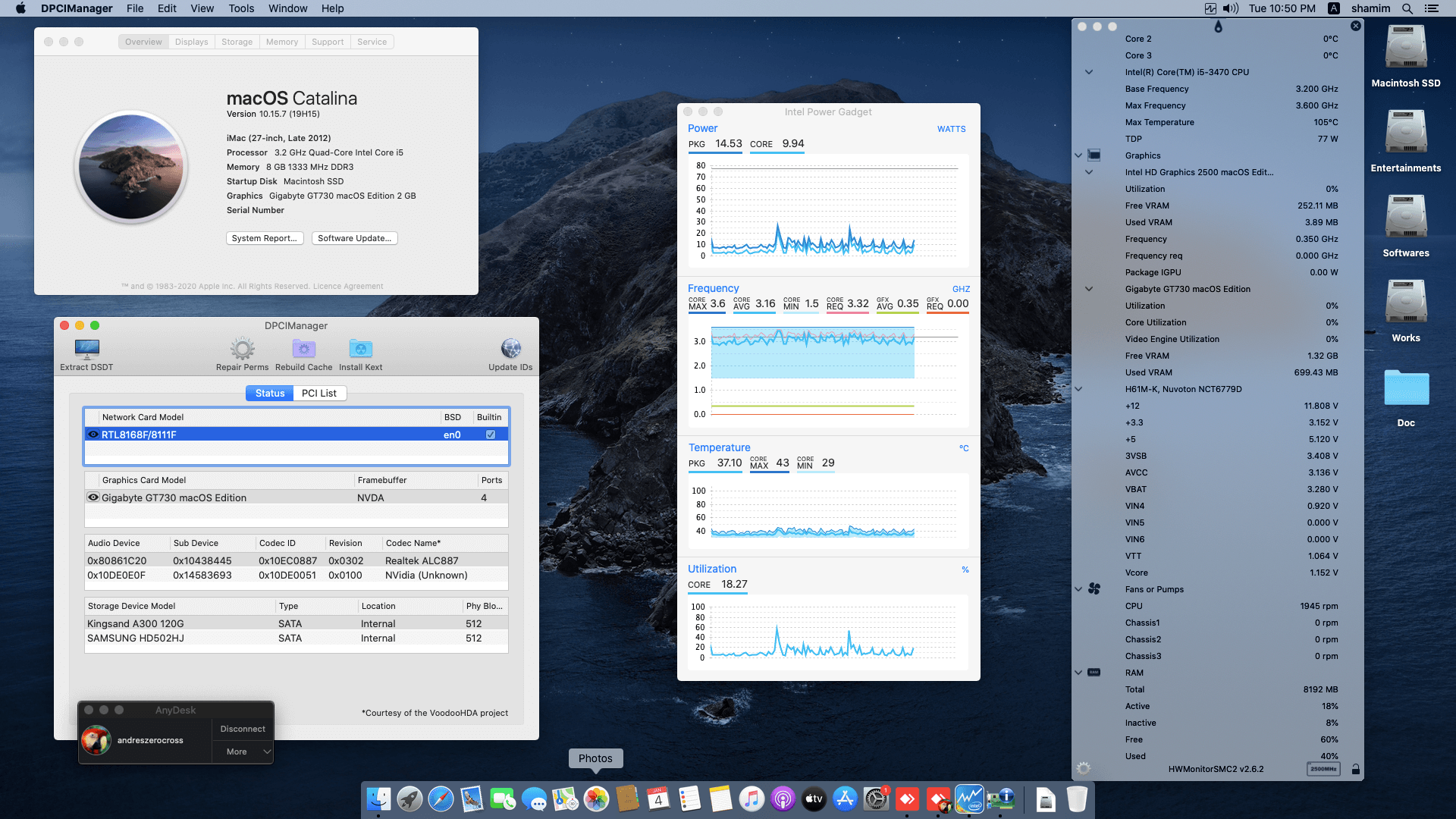 Success Hackintosh macOS Mojave 10.15.7 Build 19H15 in Asus H61M-K + Intel Core i5 3470 + Gigabyte GT730
